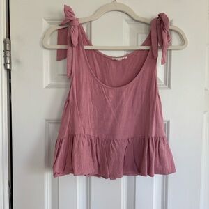 Pacsun LA Hearts Pink Sleeveless Ruffle Tie Top Size XS